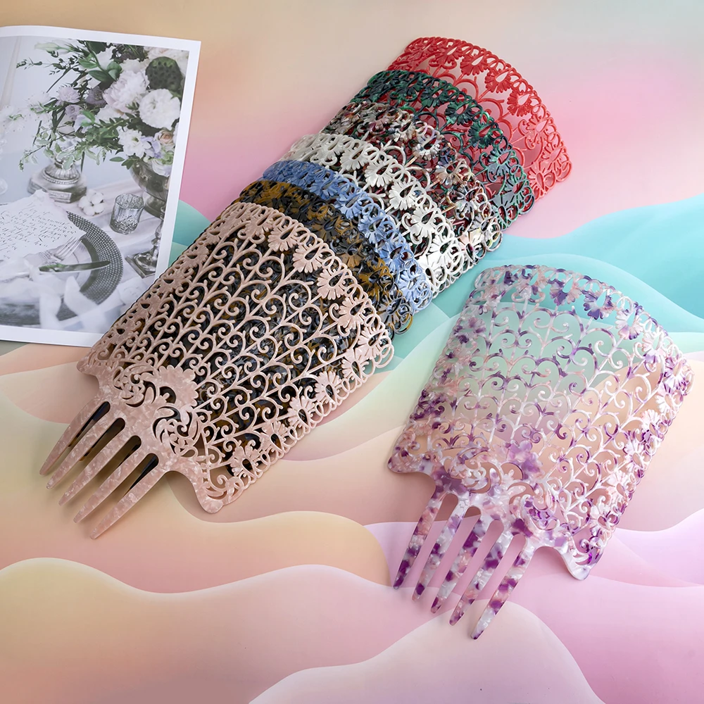 Colorful Vintage Acetate Hair Combs - Tortoiseshell Flamenco Hair Accessories