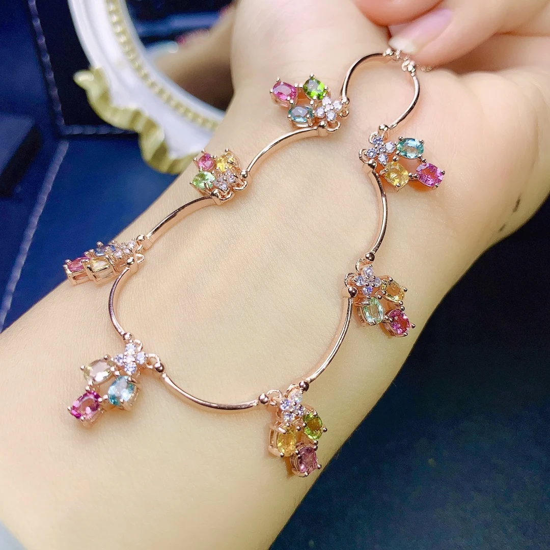 SterlingSilver925NaturalTourmalineStoneNecklaceWomensluxury