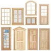 1pcs 1:12 Dollhouse DIY Door Windows Furniture  Miniatures  Wooden   Accessories Pretend Play Toy for Kids 1