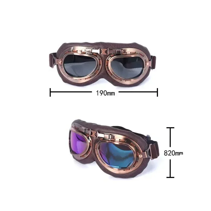 Retro Motorcycle Goggles Glasses Vintage Moto Classic Goggles for Harley Pilot Steampunk ATV Bike Copper Helmet 1Pcs 4