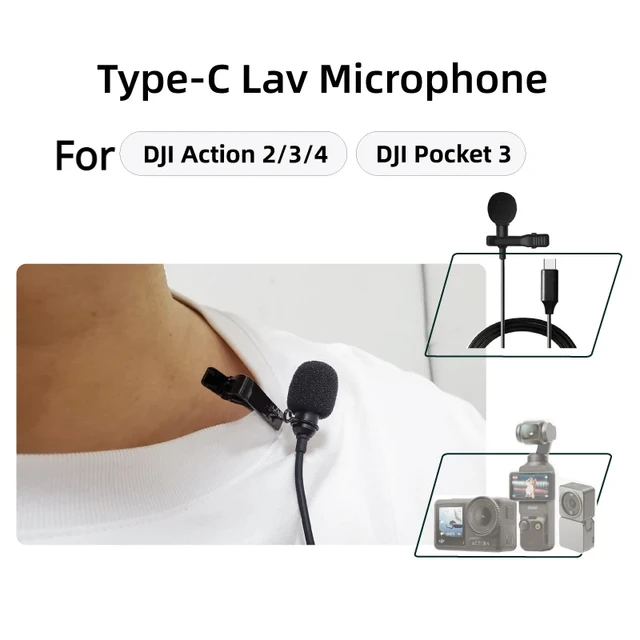 CLIP-ON DIGITAL USB Type-C Microphones Lavalier Partie pour DJI OSMO Pocket  Vlog EUR 42,69 - PicClick FR