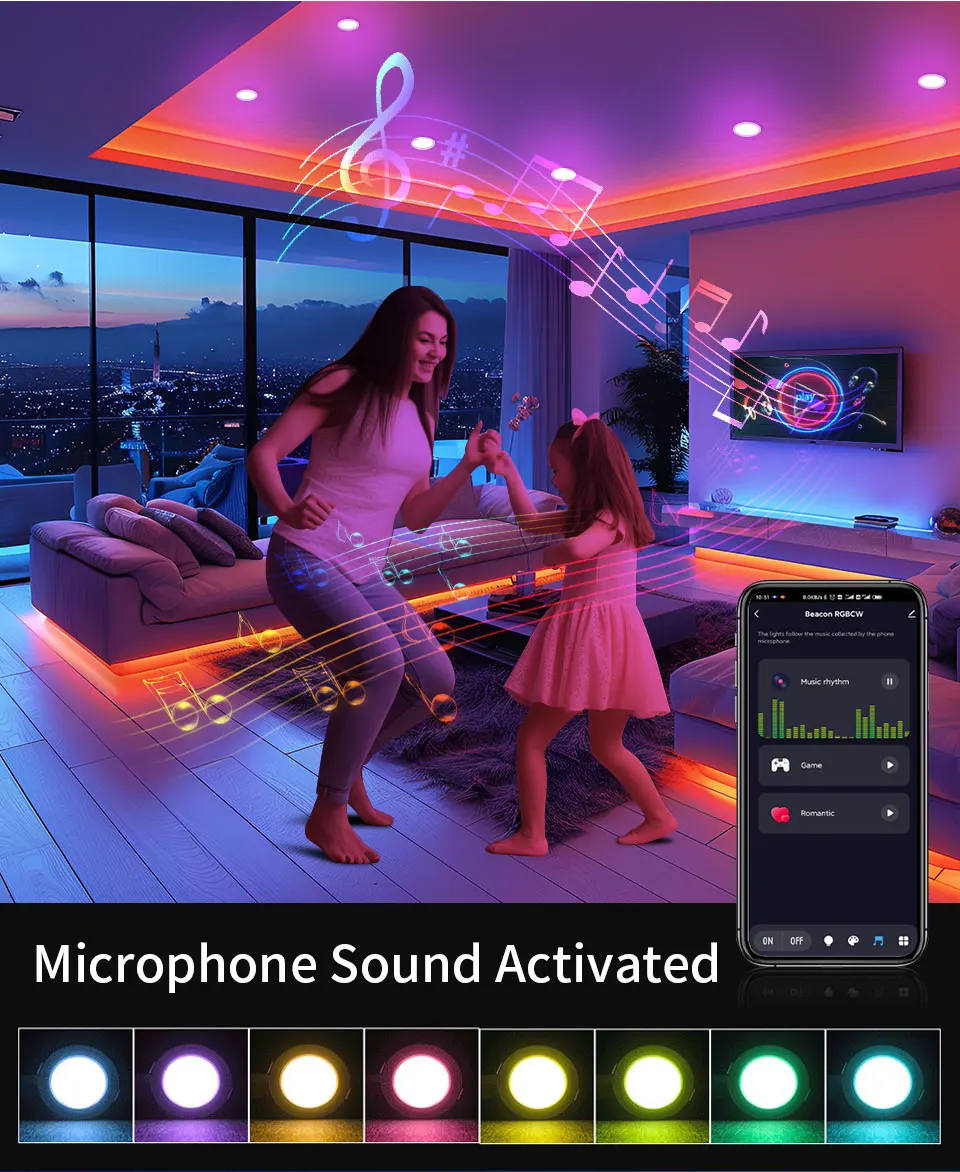 Description Picture 5 of itemTuya Smart LED Downlight AC 220V 10W RGB WW CW Bluetooth Ceiling Lamp Dimmable App Control For Bedroom Living Room Lighting