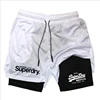 Summer Shorts for Men 2 in 1 Athletic Gym Workout Running Performance Shorts Print with Phone Pocket Quick Dry Breathable shorts 2