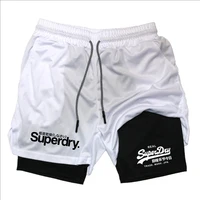 Summer Shorts for Men 2 in 1 Athletic Gym Workout Running Performance Shorts Print with Phone Pocket Quick Dry Breathable shorts 2