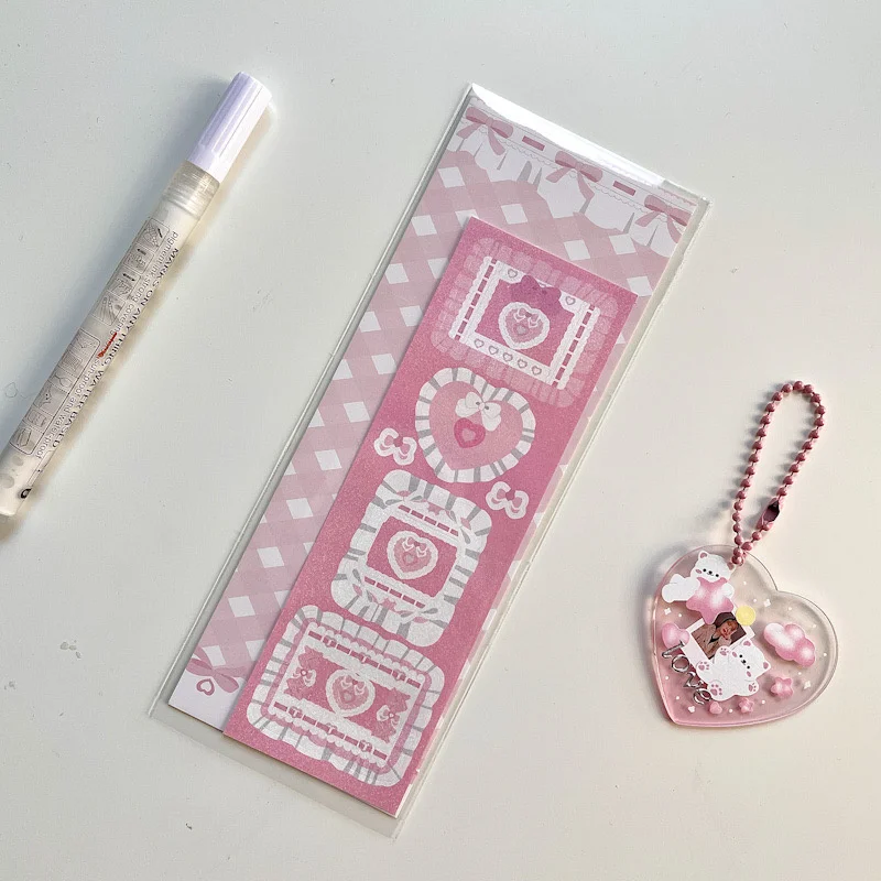 1Pc Korean Pink Heart Border Animal Laser Sticker Flakes Idol Card Deco Scrapbook DIY Material Decoration Stationery Stickers