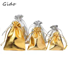 

50pcs/lot Jewelry Packing Silver Gold Foil Cloth Drawstring Velvet Bag 7x9cm 9x12cm 10x15cm Wedding Gift Bags & Pouches