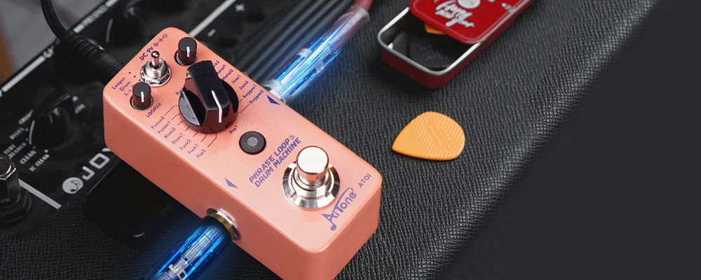 AITONE Series AT-01 Looper Pedal 8 Drum Styles 20 Minutes Looping Time Drum Mach