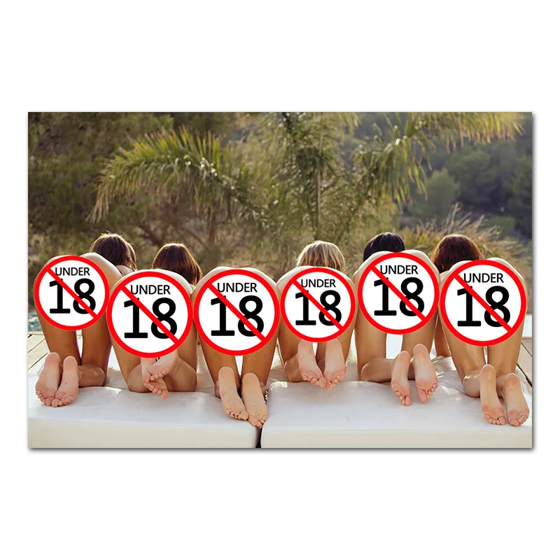 ヌードセクシーな女の子裸の女性無修正お尻剃った猫家の装飾壁アートポスターキャンバスプリントリビングルーム絵画フレームなし