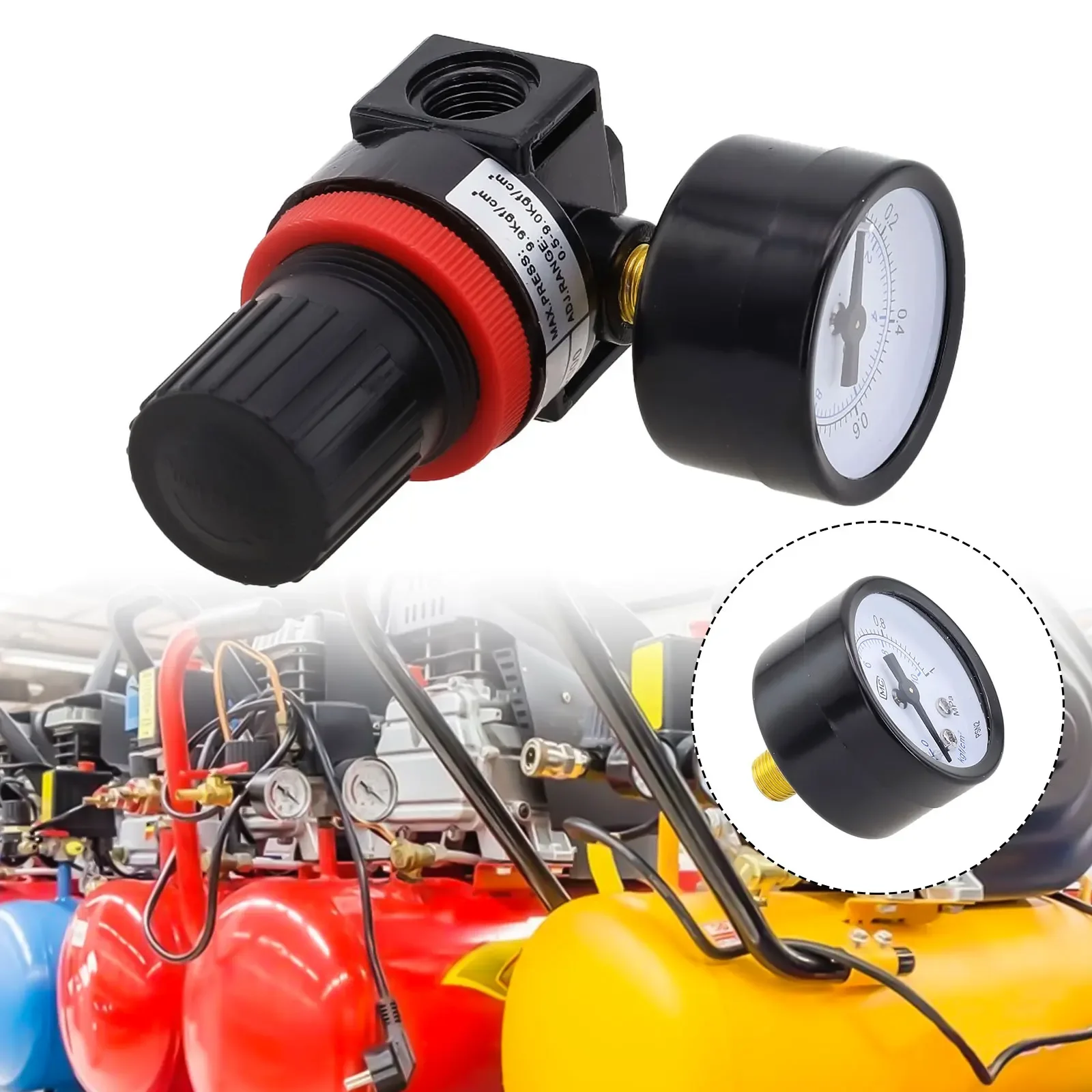 With Pressure Gauge Pressure Regulator Air Compressor 1/8" NPT Female Compressed Air Compressor 1/4NPT Por
