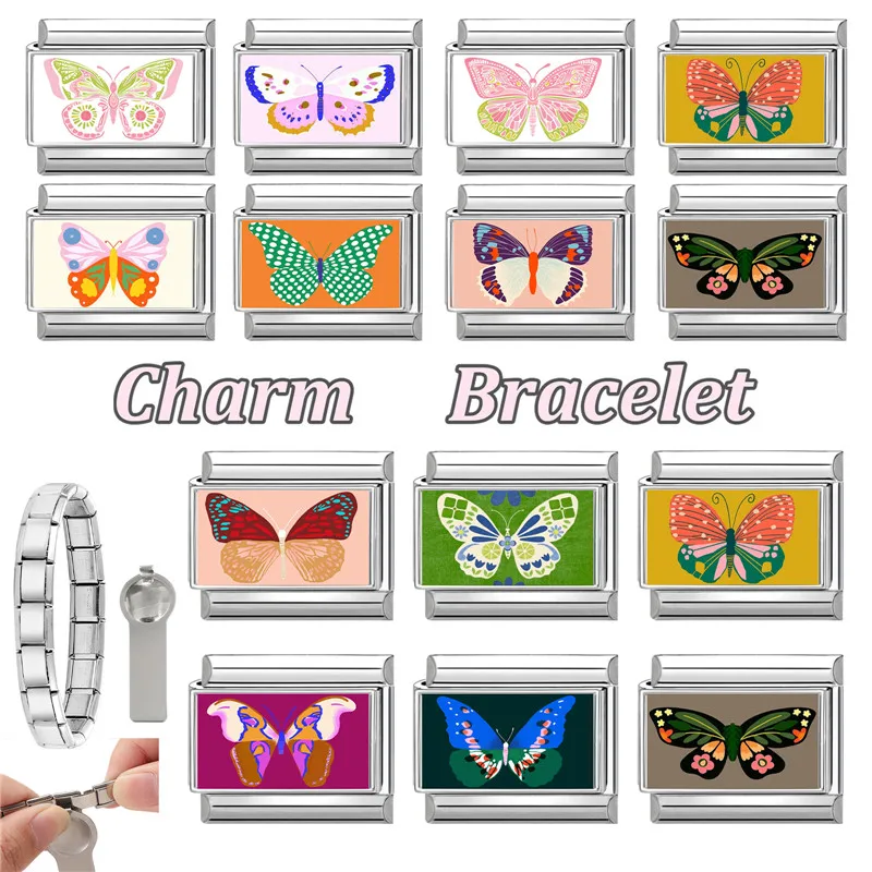 Butterfly Flower Series Charm Links Bracelet