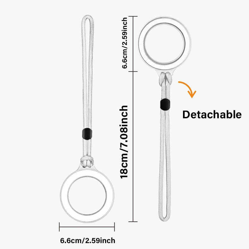 Magnetic Ring Holder with Lanyard - 360° Rotation Foldable Phone Grip
