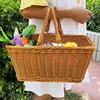 Outdoor Picnic Storage Container With Handle Lightweight Imitation Rattan Storage Basket Garden Hand-woven Picking Baskets 2