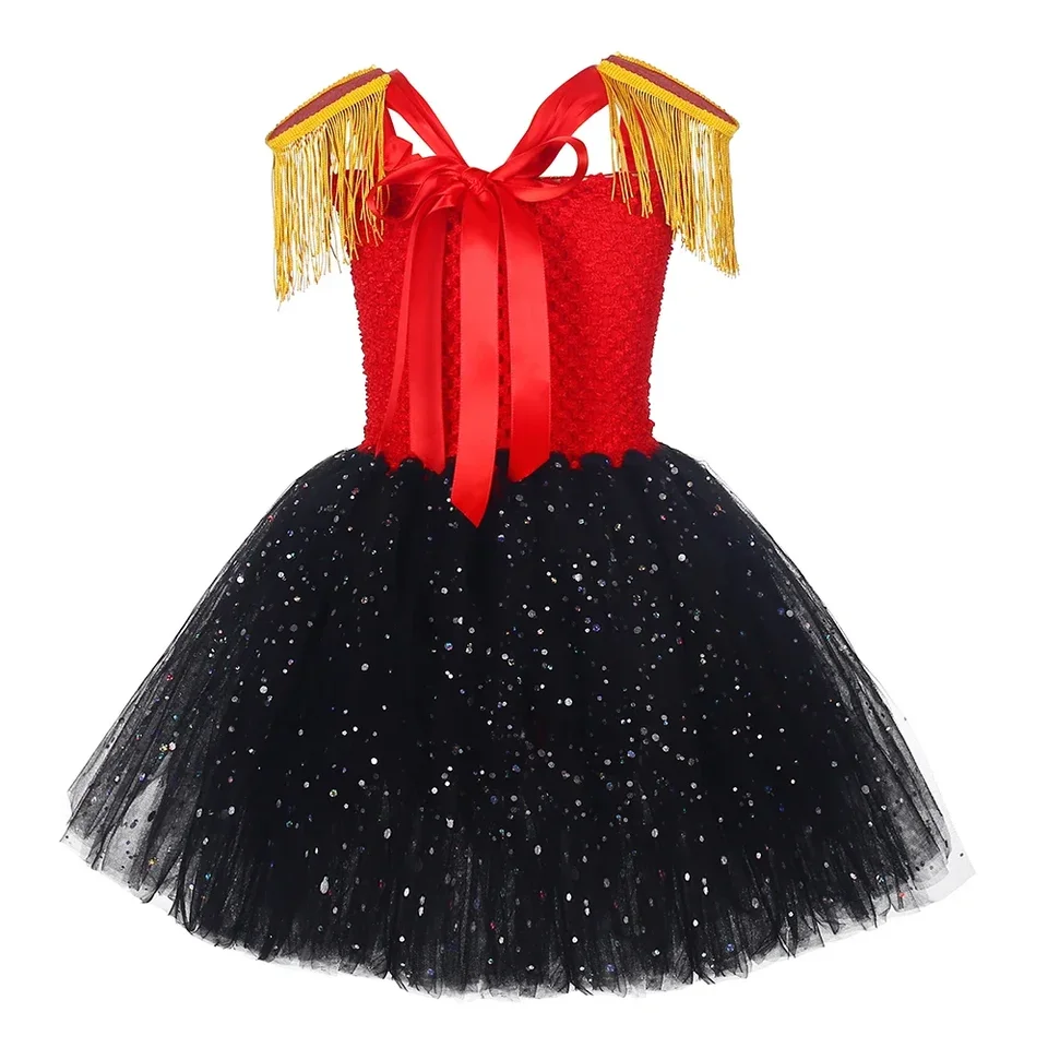 Kids Girls Ringmaster Cosplay Costume - Sequin Tutu Dress With Steampunk Top Hat - View #12
