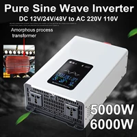 อินเวอร์เตอร์พลังงานแสงอาทิตย์ 5000W 6000W 12V/24V/48V เป็น 220V 110V สำหรับรถยนต์ บ้าน และระบบออฟกริด  แบบ Pure Sine Wave 1