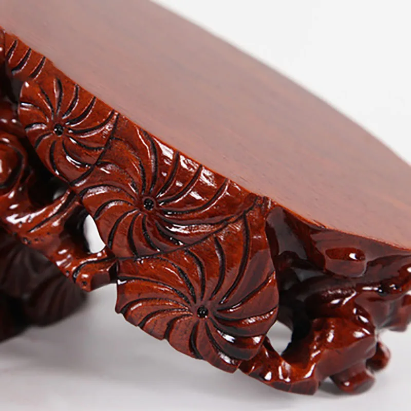 Strange stone base, mahogany root carving base, solid wood, round flower, bonsai decoration, Jade head