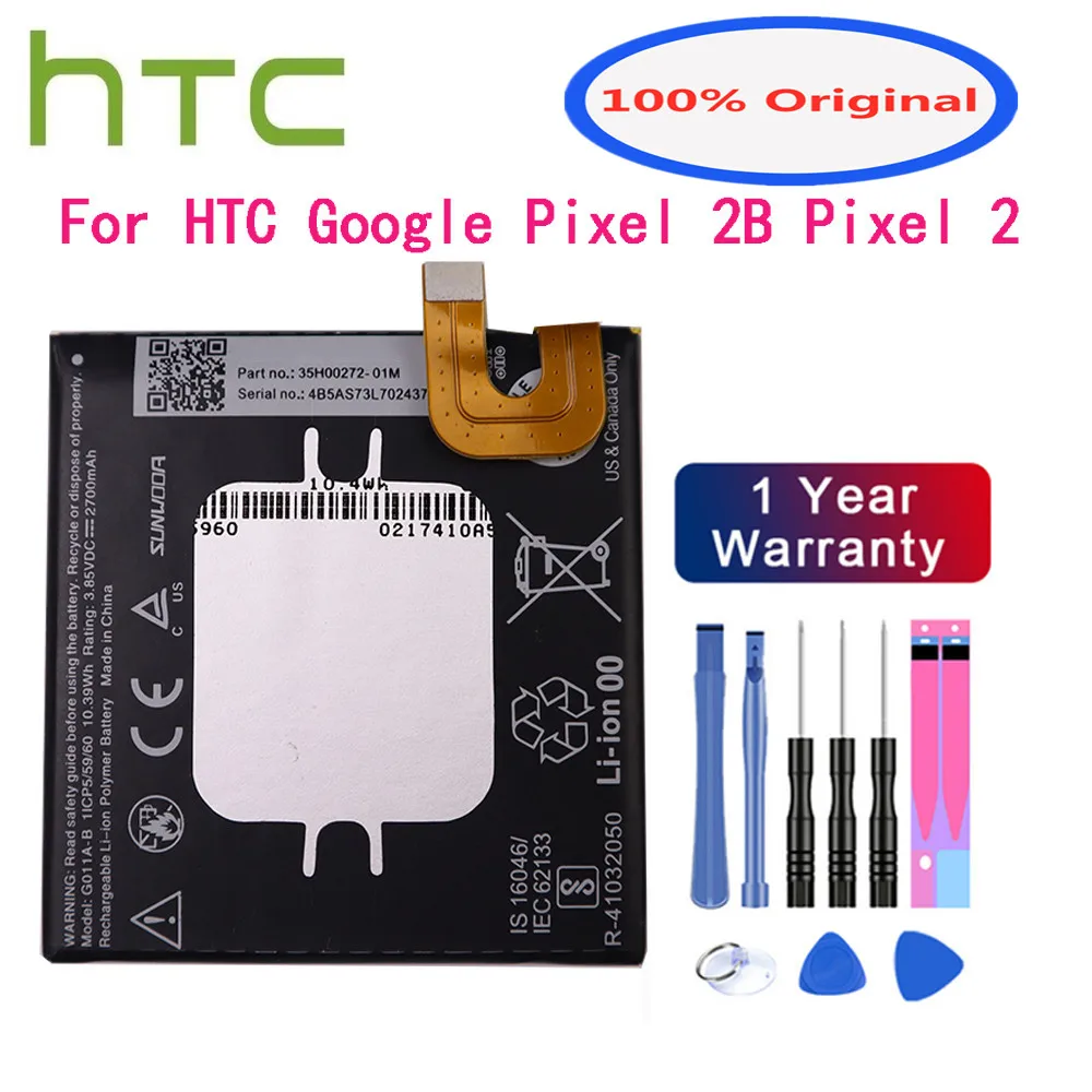 

100% Original BG2W G011A-B Phone Battery For HTC Google Pixel 2B Pixel 2 2700mAh G011A B Replacement Batteries Bateria In Stock