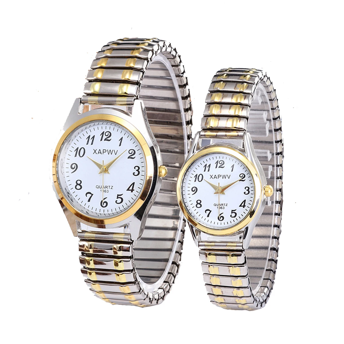Chic Unisex Quartz Watches Set with Arabic Numerals and Stylish Elastic Straps