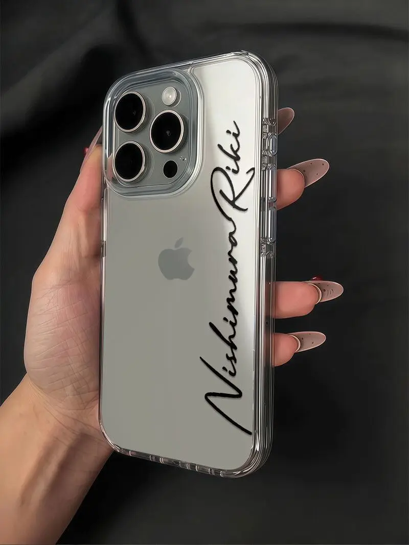 Red and Black Personalized Signature Transparent Phone Case