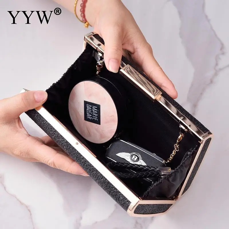 Women Box Evening Clutch Purse Bags For Wedding Party Rose/Green Handbags 2023 Luxury Designer Mini  Chain Shoulder Crossbody