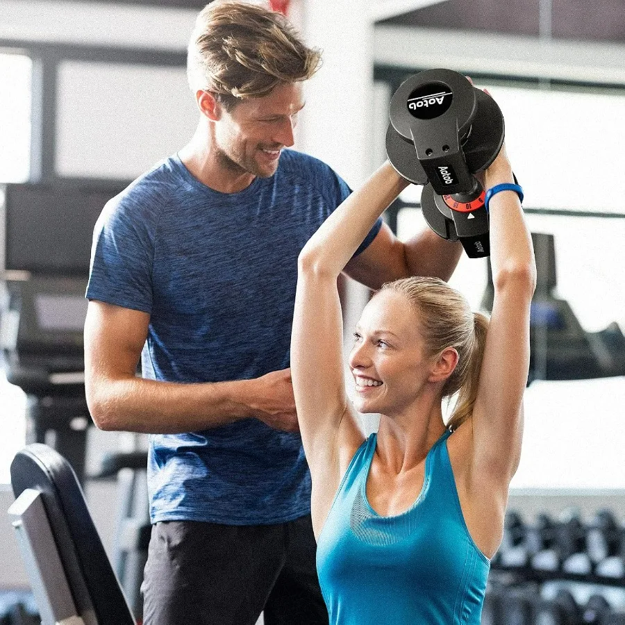 25 LBS Adjustable Dumbbell Set, Anti-Slip Fast Adjusting with Turning Handle, Adjustment for Men and Women, Weights Pair for Com