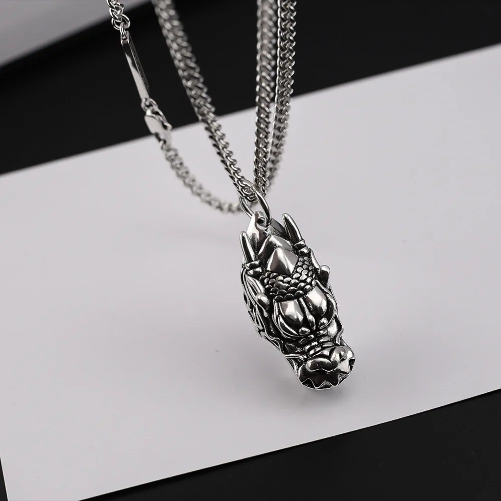 Twelve zodiac signs dragon head pendant necklace men's necklace