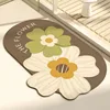 Diatom Mud Absorbent Bathroom Doormat Irregular Flower Pattern PVC Floor Mat Creative Art Bathroom Door Carpet Non-slip Foot Mat 2
