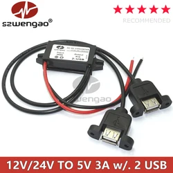 Universal Car USB Type - C Power Converter with Reverse Protection - 15W 5V 3A Output (Dual USB with ear)