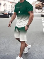 New Men's Outfit Summer Short Sleeve T Shirt Set Fashion 2 Piece Sportwear 3D Printed Casual shorts Sweatshirt Men's Tracksuit 1