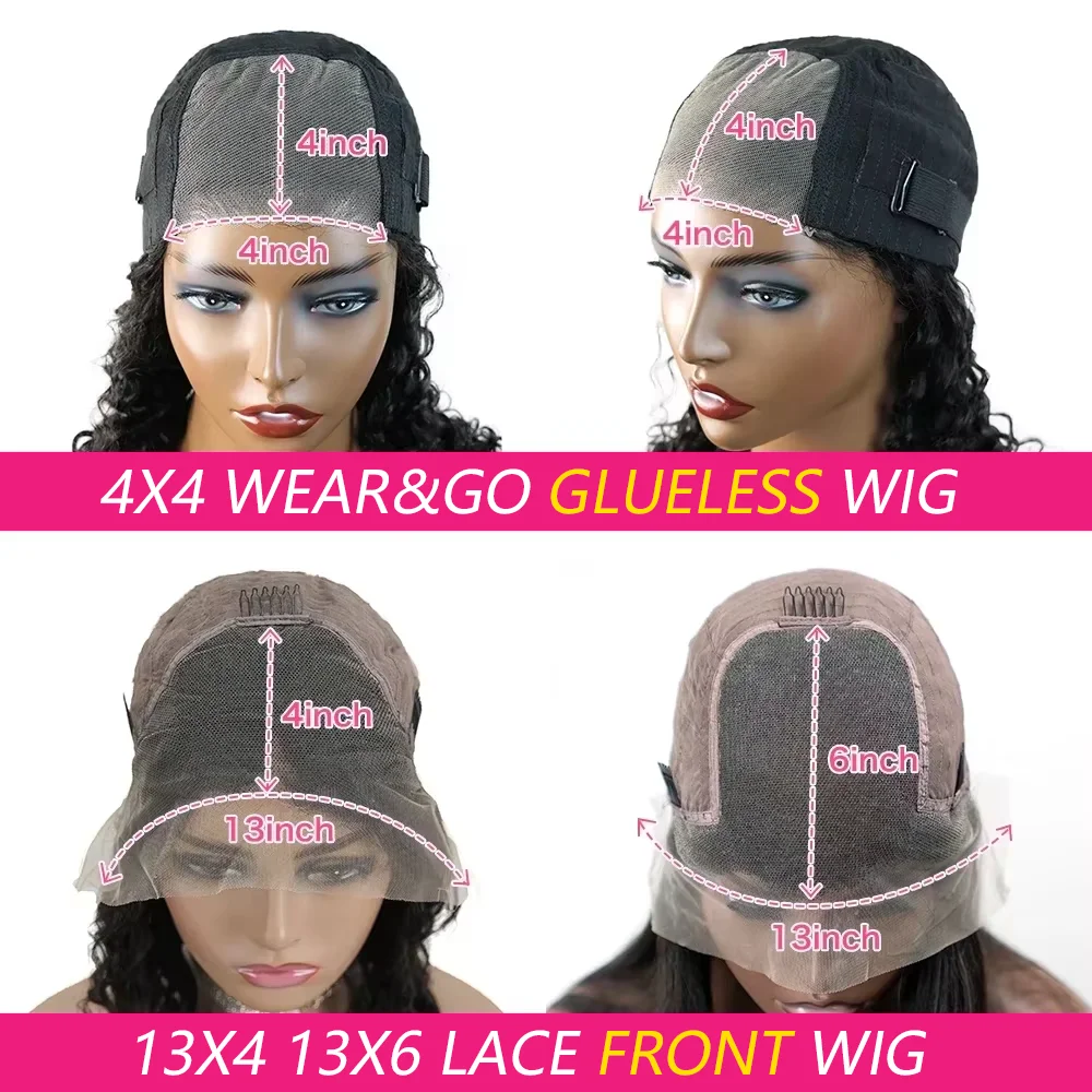 Pre Cut Kinky Curly Wigs Glueless Wig Human Hair 250% 4C Afro Curly Deep Wave 13x6 HD Lace Frontal Human Hair Wigs 200 Density 6