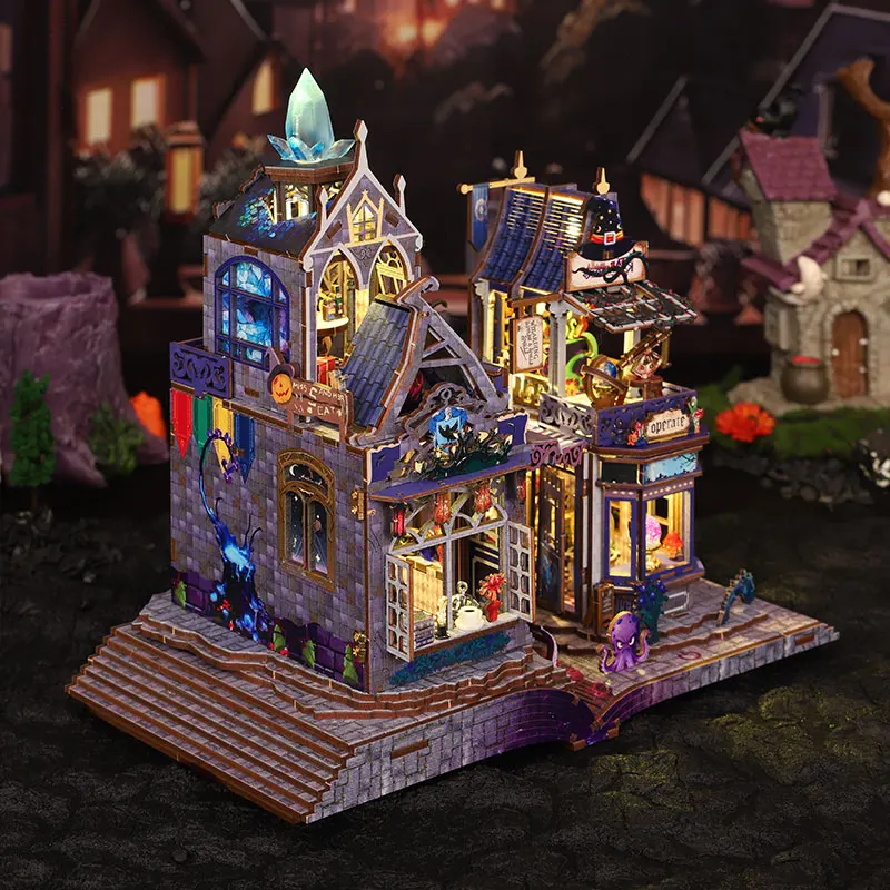 DIY 북눅 키트 3D 나무 미니어처 인형의 집 퍼즐 수제 책꽂이 인형의 집 모델 북엔드 조립식 홈데코 선물용