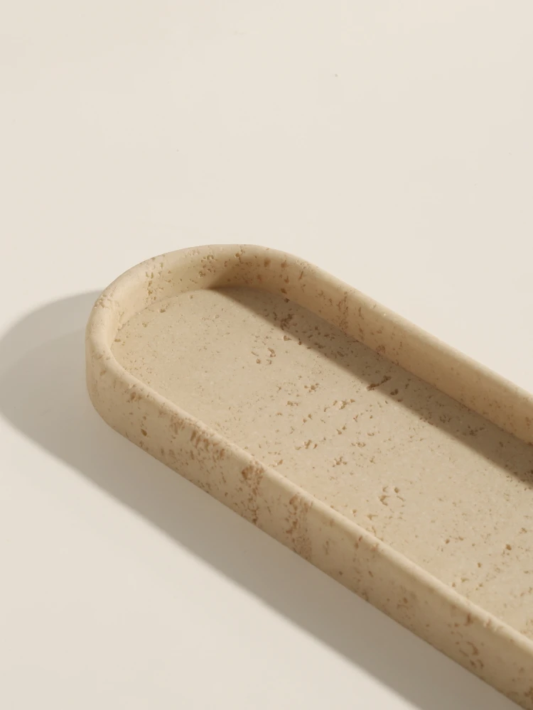 Wabi-Sabi Style Natural Yellow Travermont Vanity Tray, Bathroom Mouthwash Cup, Washstand Shelf, Home Retro Decoration 5