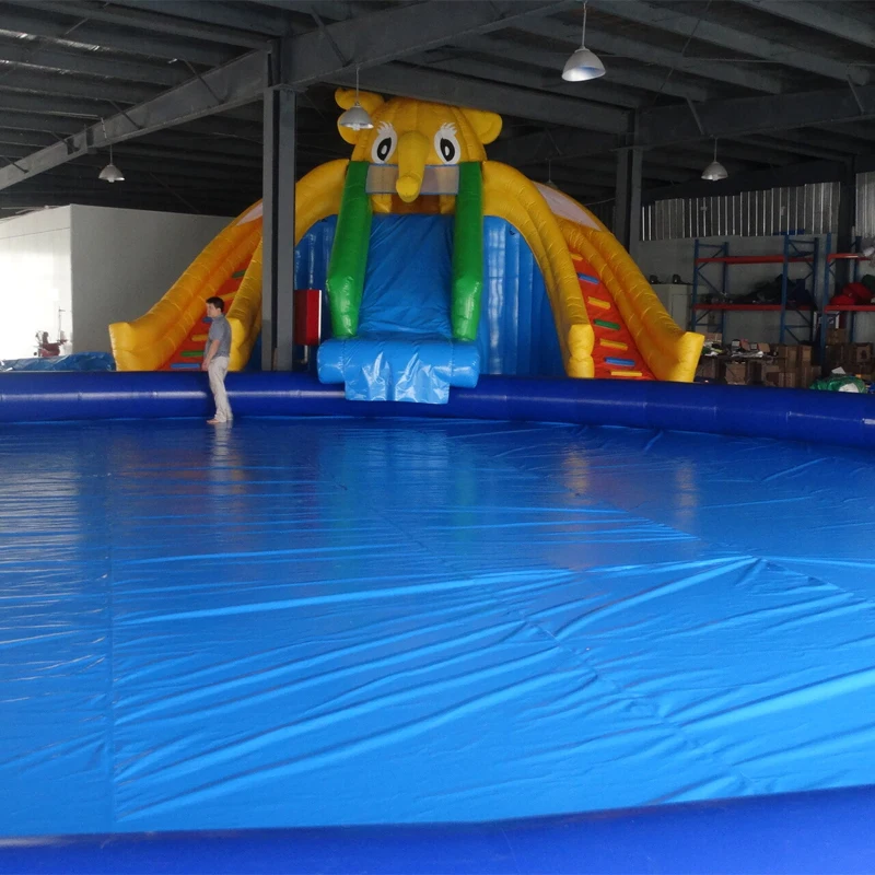 팽창식 워터 슬라이드 코끼리 테마, 수영장 아쿠아 파크 장비, 팽창식 슬라이드 게임 