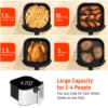 Air Fryer, Fabuletta 4.2QT Air Fryer Oven With 9 Customizable Cooking Programs,Tempered Glass Display, Dishwasher-Safe Nonstick 6