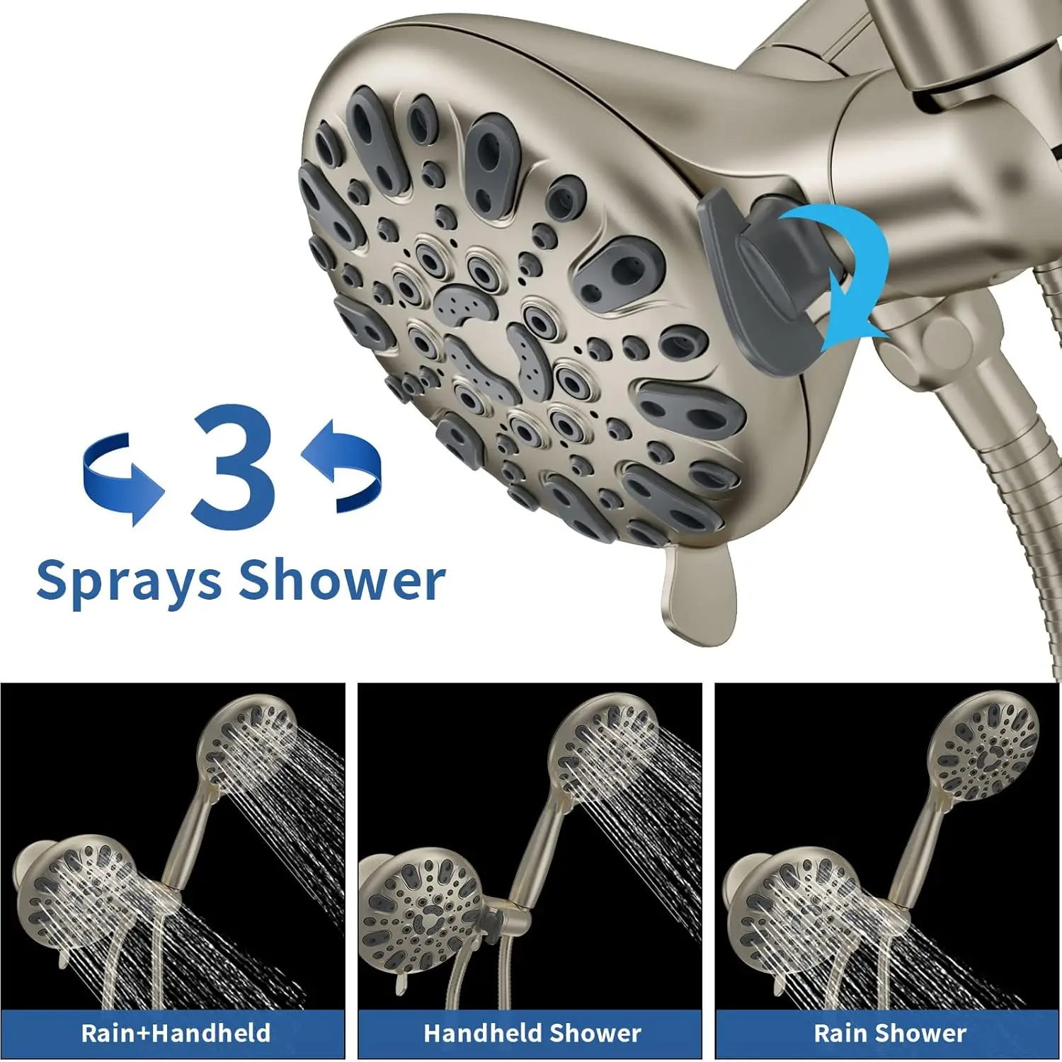 Brushed Nickel Shower Faucet Set with Valve, Shower Kit with Valve and 6 Setting Shower Head, Bathtub Shower Head and Faucet Set 4