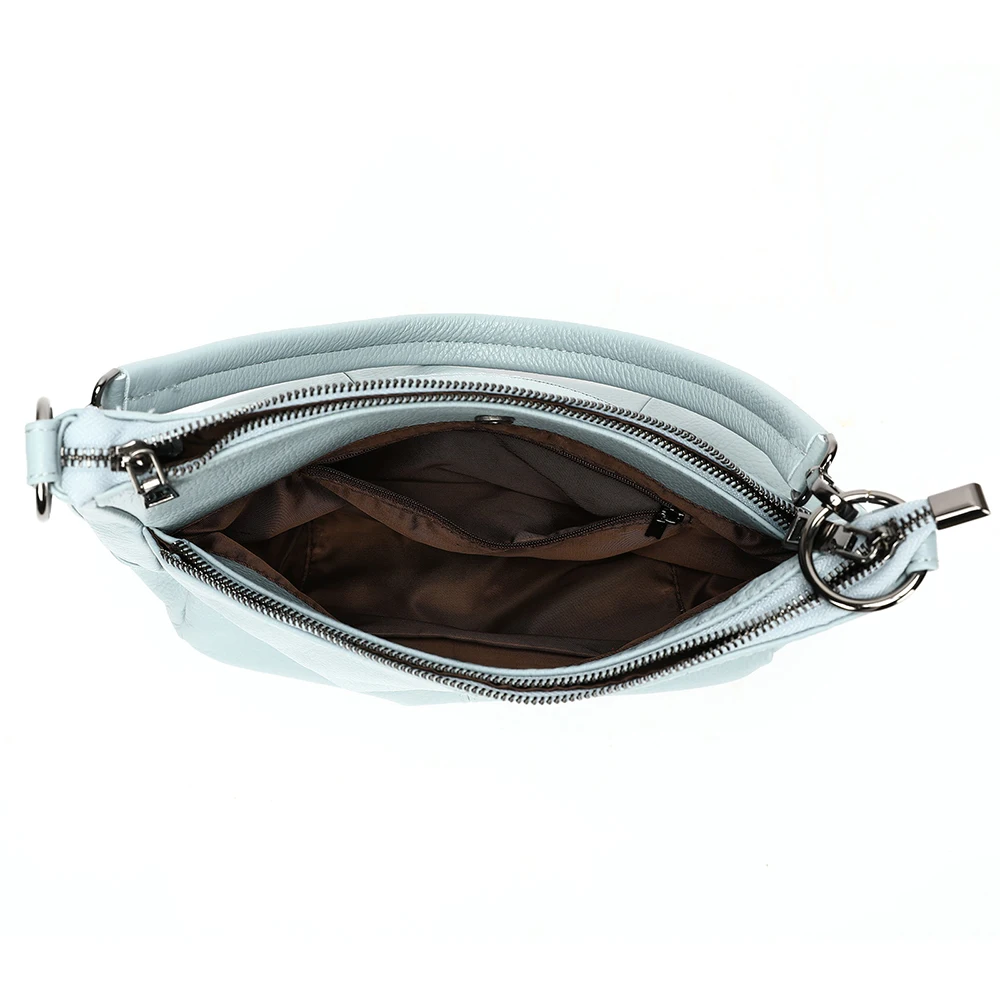 Borsa Hobo da Donna in Pelle Bovina a Grana Piena con Due Cinghie, Multicolore, Grande Capacità, Borsa a Tracolla e a Mano - immagine 4