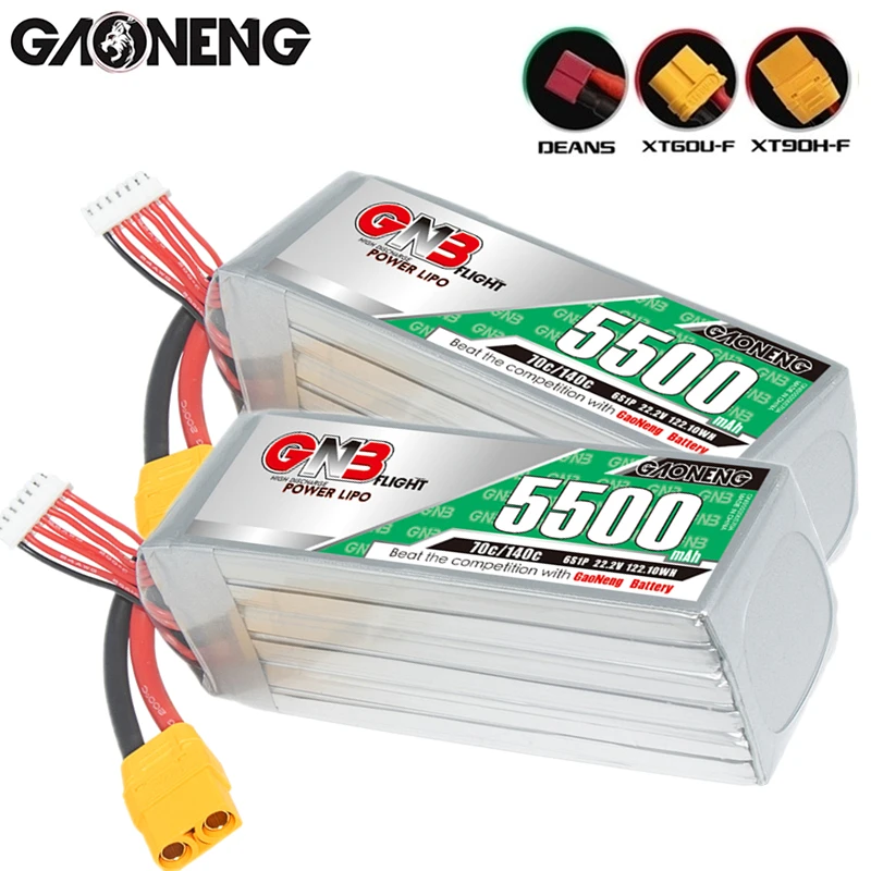 

GAOGENG 6S 22.2V 5500mAh 70C Lipo Battery For RC Car Boat FPV Drone Helicopter Airplane Tank Parts With T/XT60/XT90 Plug