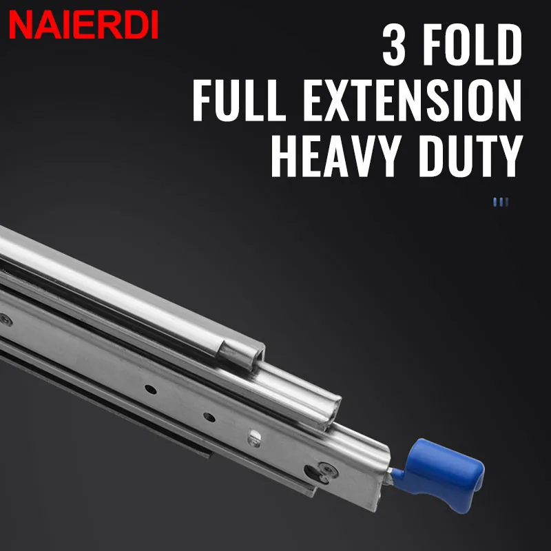 NAIERDI 1 Pair Industrial Drawer Slides Lock 10"-50" Heavy Duty 120KG Bearing Glides Drawer Sliding Rail Cabinet Hardware drawer slides