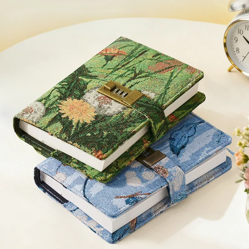 Floral Spiral-Bound Notebook with Lock - B6 Journal and Planner Stationery Organizer