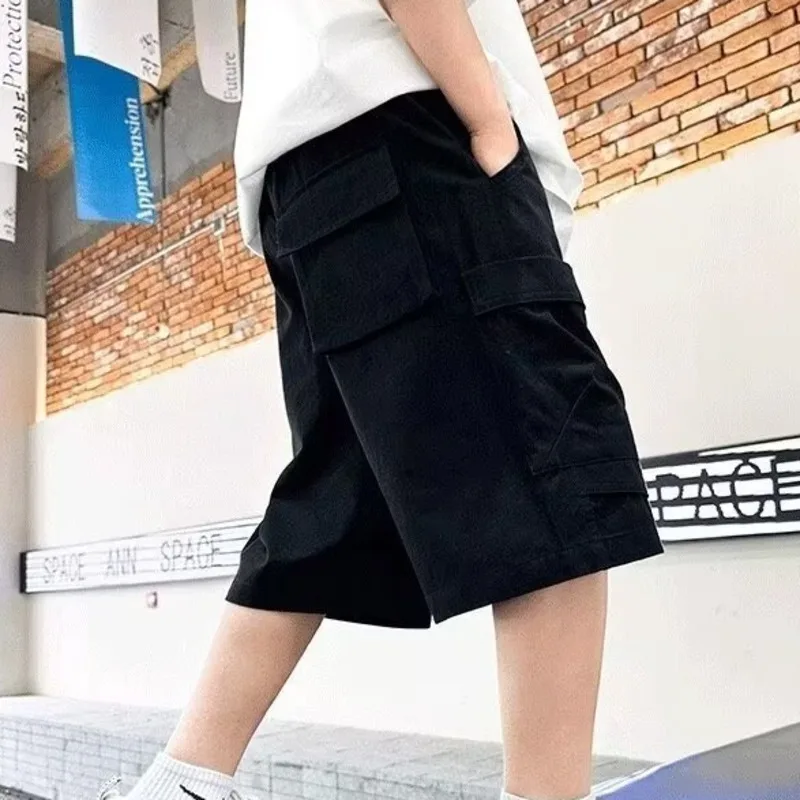 남녀공용 통기성 작업복 바지, 얇은 스타일, 미드 투 라지, 캐주얼 와이드 레그 반바지, 여름 신상