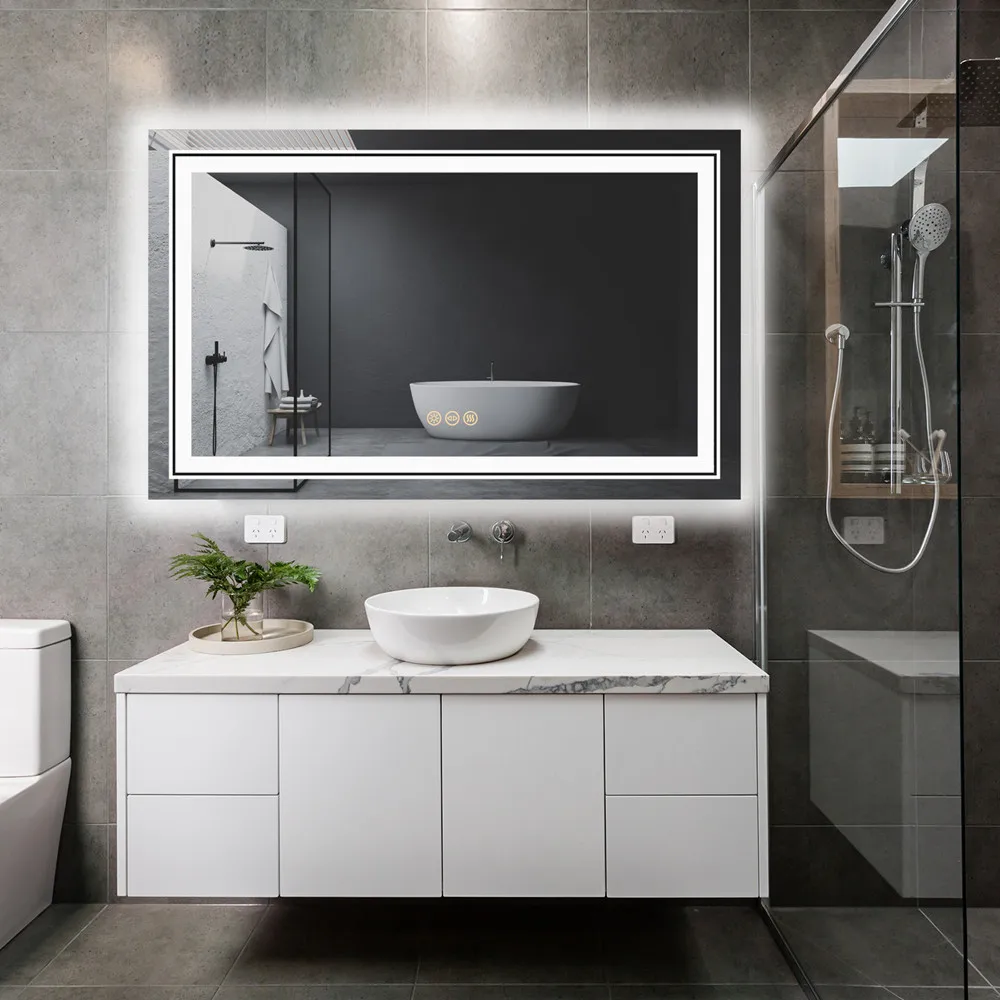 Specchio Da Bagno LED 32 Pollici – Illuminato Dimmerabile, Anti-appannamento, 3 Temperature Colore, IP44, Touch, Memoria Ultima Luce