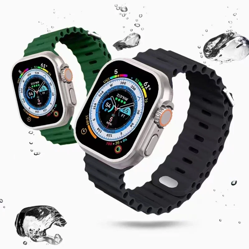 Bracelet en Silicone Souple et Respirant pour Apple Watch Ultra/2, dehors, iWatch 9 8 7 6 5 4 SE, 45mm, 41mm, 44mm, 42mm, 40mm, 49mm