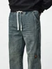 Autumn Winter Retro Blue Jeans Men Cotton Straight Pants Elastic Waist Thick Casual Trousers Male Large Size 4XL Brand Clothing 5