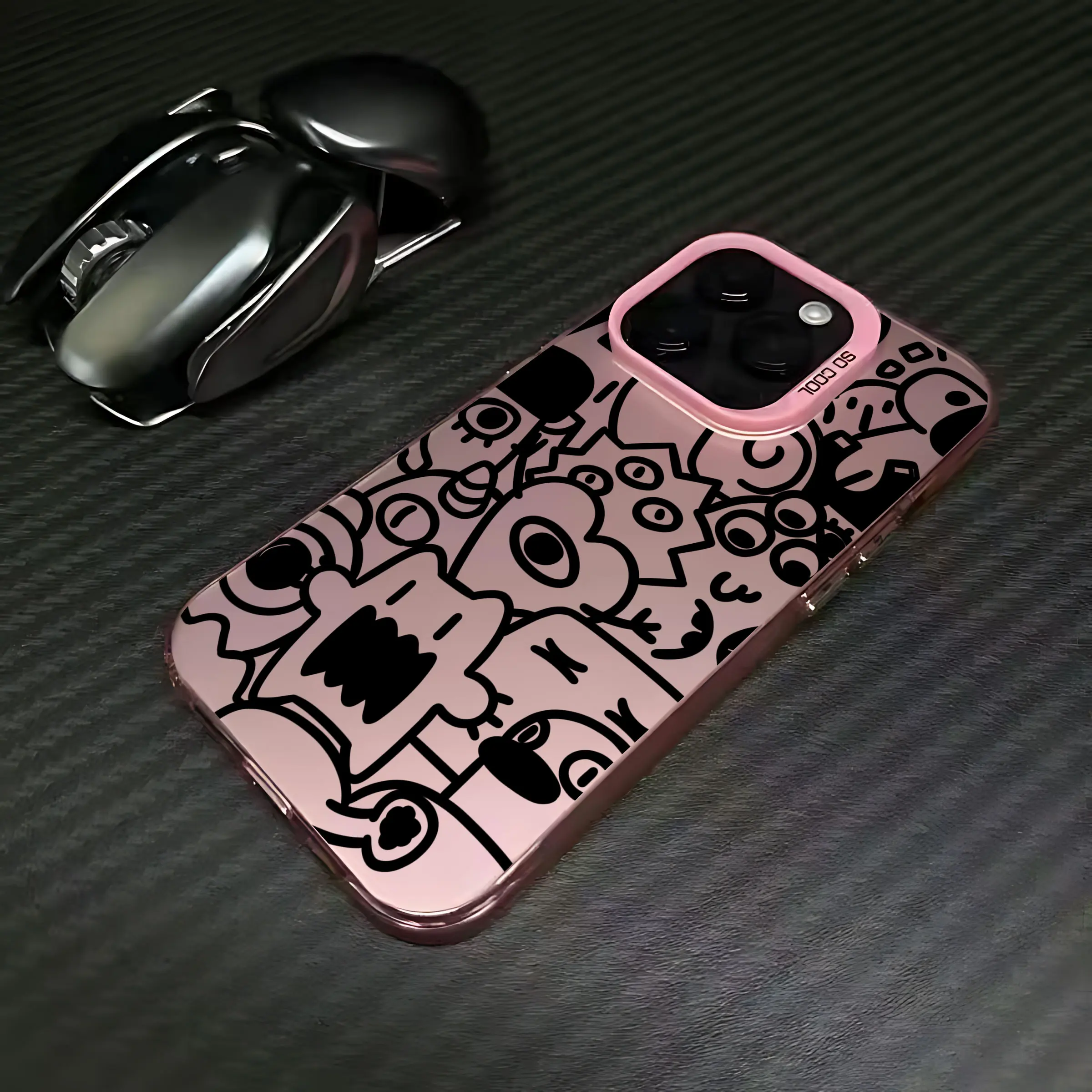 Matte Black Graffiti Style Phone Case