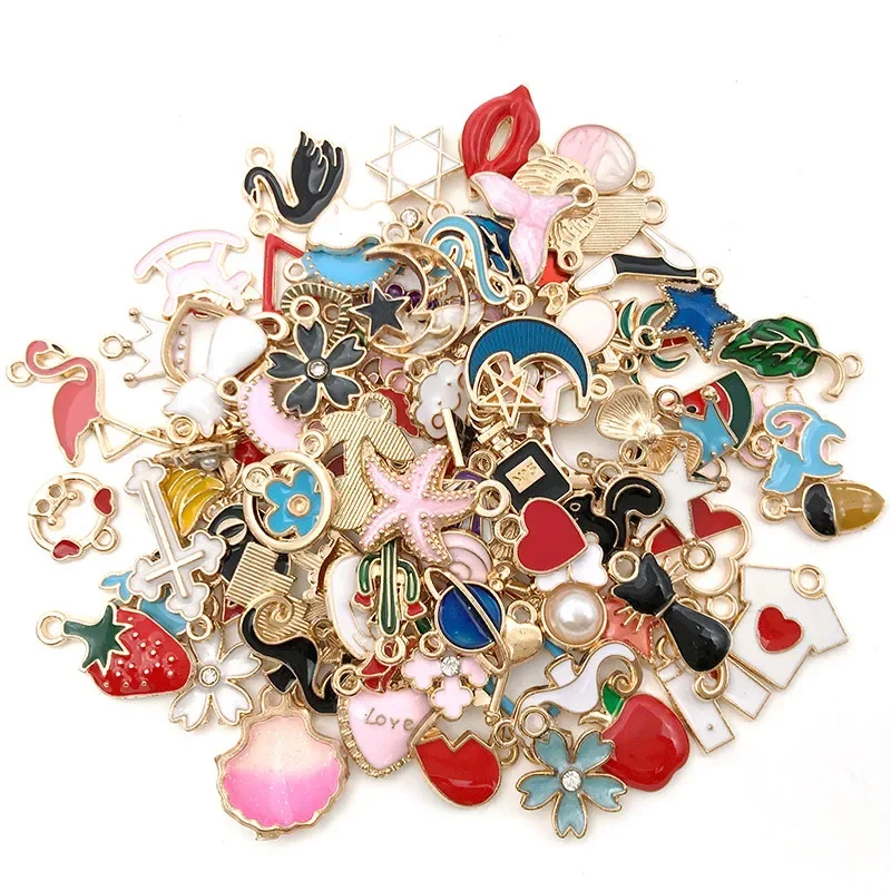 Gemischte Cartoon Emaille Legierung Stern Blume Charms Für Schmuck Handgemachte Tropfen Öl Anhänger DIY Halskette Armband Zubehör