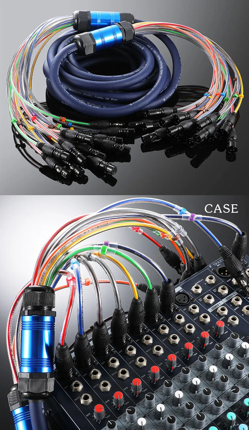 Mehrkern-Schlangenkabel Stagebox 2-24 Kanäle XLR Abgeschirmtes Audiosignalkabel für Live-Sound/Studioaufnahmen 1-6m – Detail 23