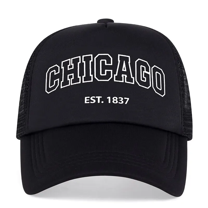 Baseball Cap Summer Men Mesh Outdoor Sport Chicago Letter Snapback For Women Unisex Breathable Hip Hop Trucker