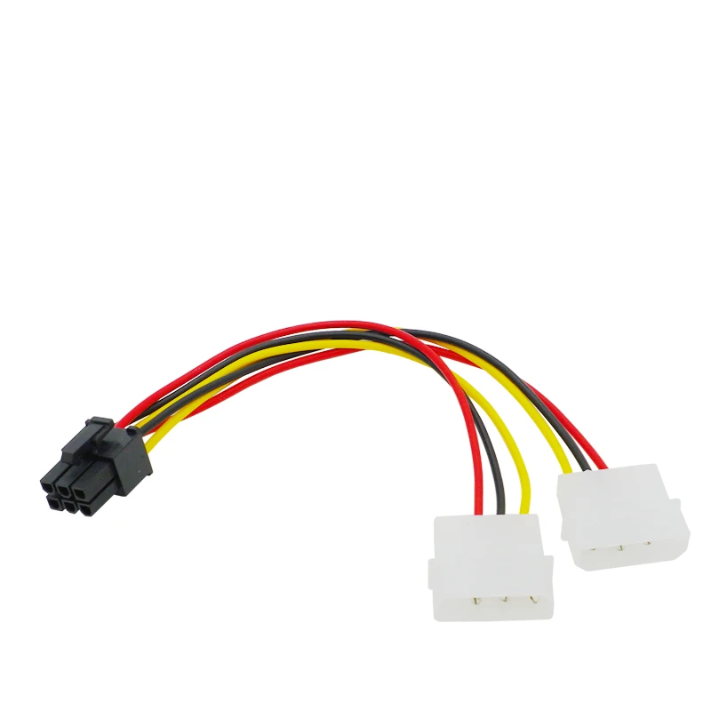 1PC 2X 4 Pin Molex to 6 Pin PCI Express PCIE Video Card Power Adapter Cable
