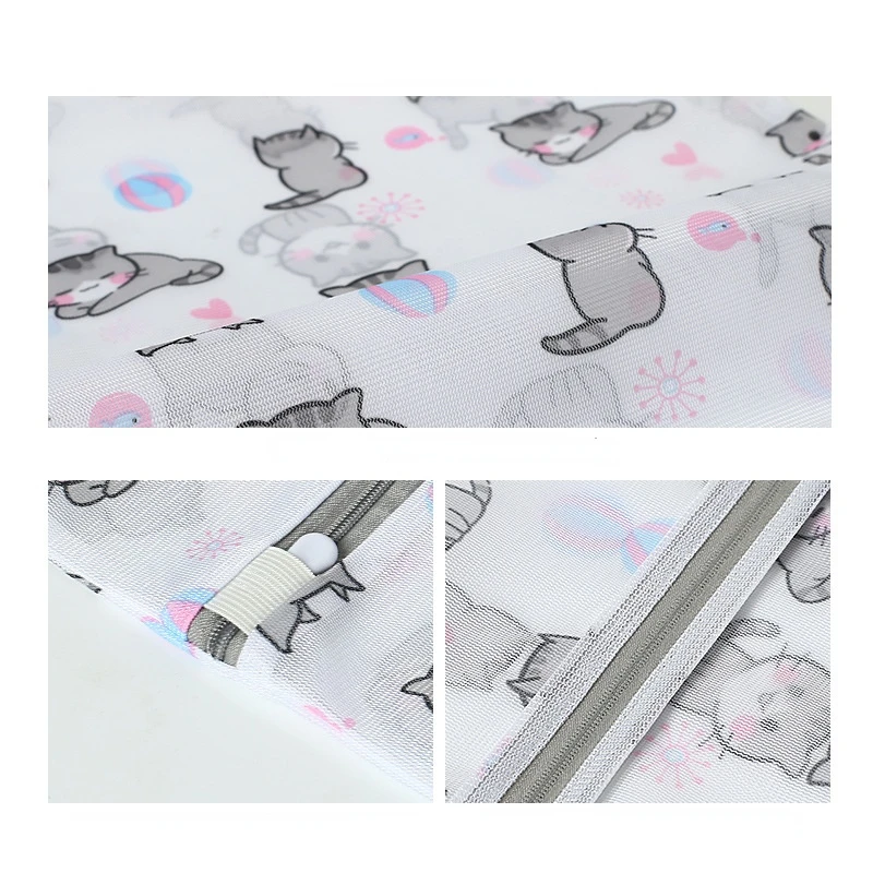 Laundry Bag Dirty Clothes Wash Mesh Bag Clothing Care Protection Washing Net Filter Bra Underware Cat Laundry Pouch with Zipper 4