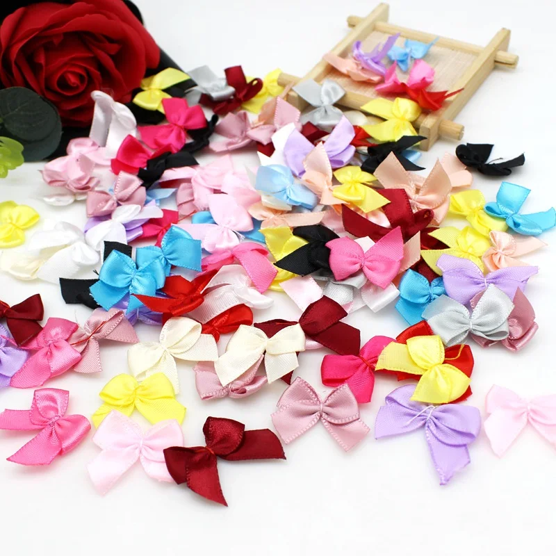 Ribbon Bow Decoration 50/100pcs Mix noeud ruban Satin Bows 25mm Hand Bow-knot Tie for Crafts Christmas Party
