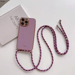 Crossbody Lanyard Plating Case with Soft TPU Lens Protection - Shockproof Cover for OnePlus Nord CE4Lite (PURPLE)